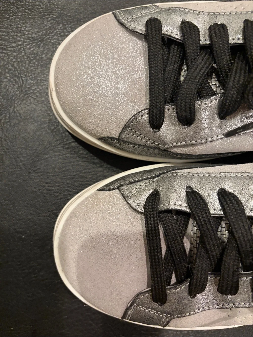 P448 Women's Gray and Black Sparkle Low-Top Sneakers 38